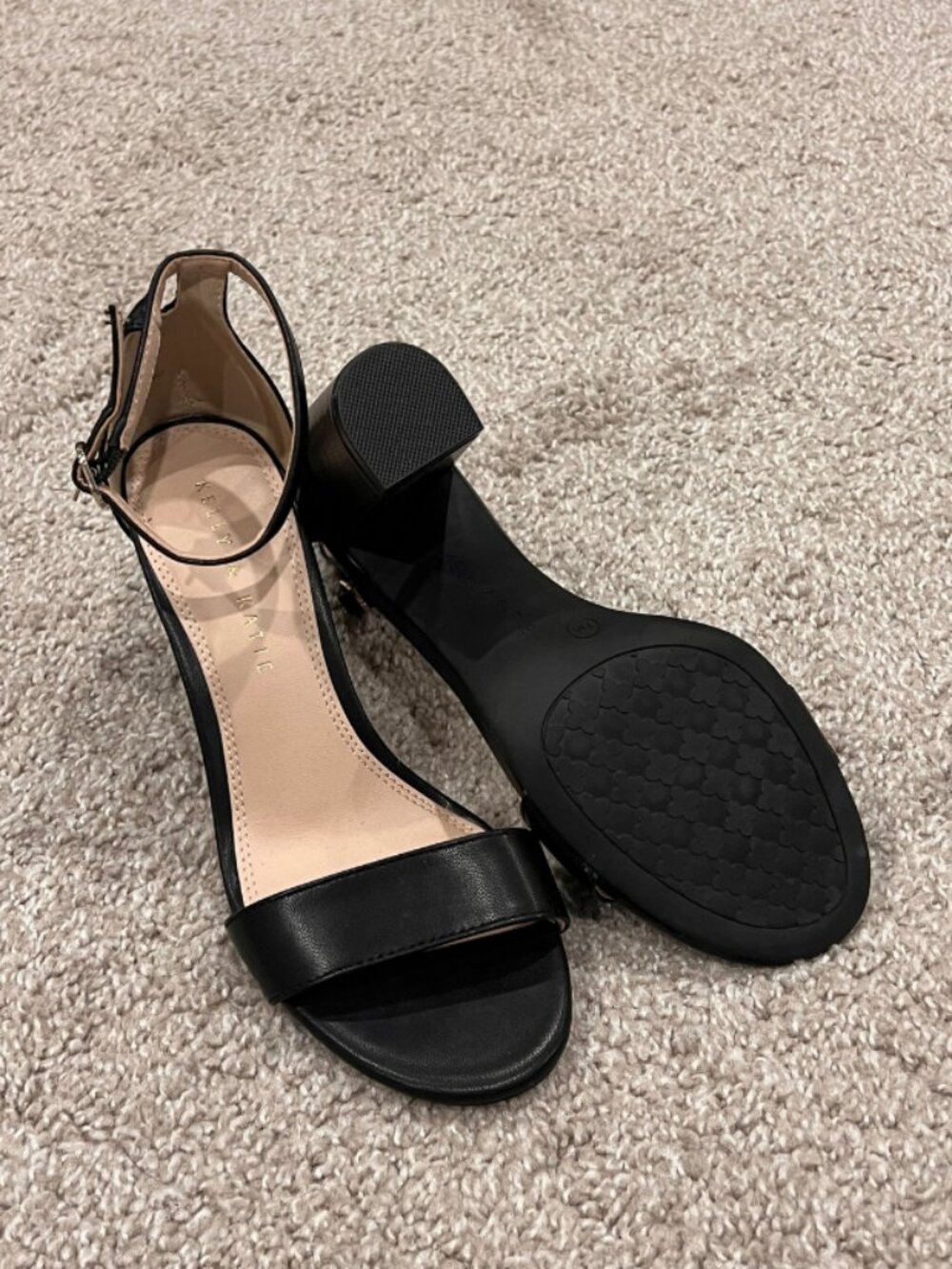 Kelly & Katie Black Block Heel Ankle Strap Sandals Women's Size 7M